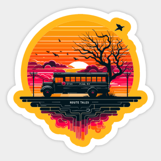Silhouette Of A School Bus, Route Tales Sticker